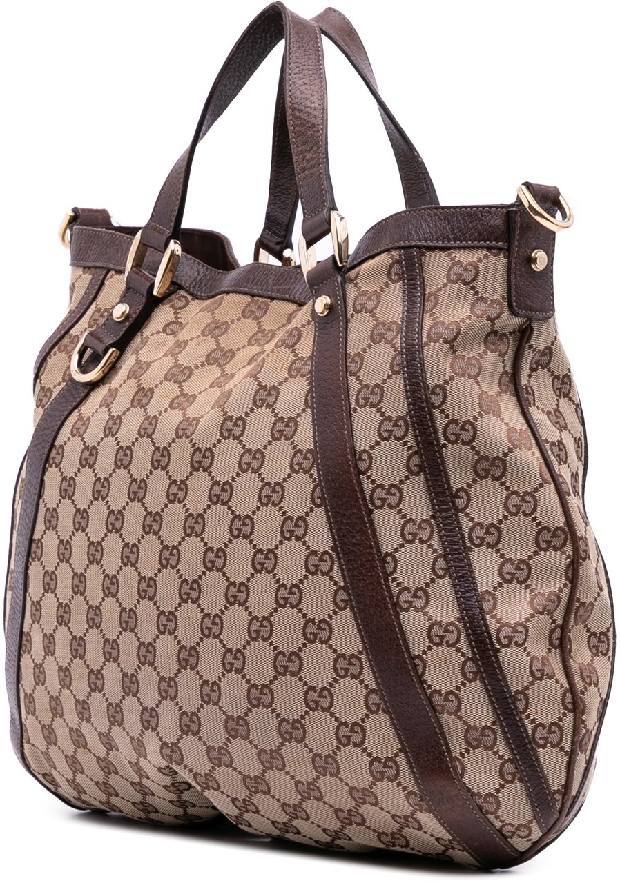 Gucci GG Canvas Abbey D Ring Convertible Satchel Bruin