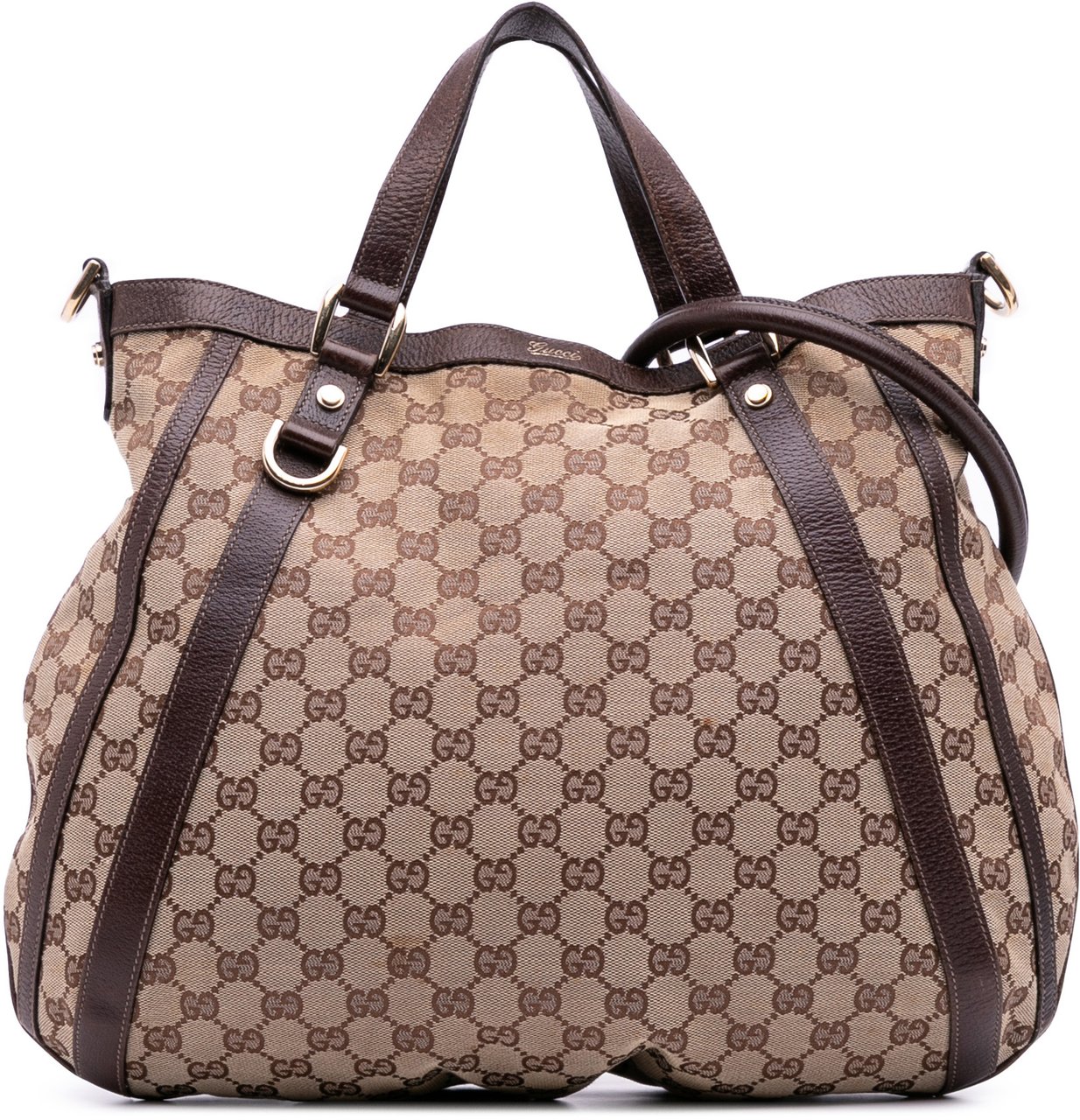Gucci GG Canvas Abbey D Ring Convertible Satchel Bruin