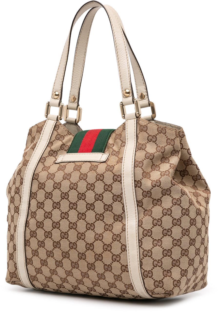 Gucci GG Canvas Web New Ladies Tote Bruin