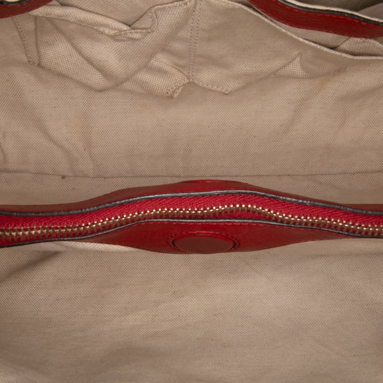 Gucci Medium Calfskin Bamboo Shopper Satchel Rood