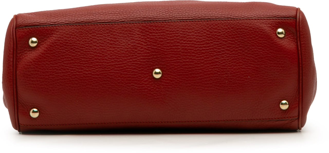 Gucci Medium Calfskin Bamboo Shopper Satchel Rood