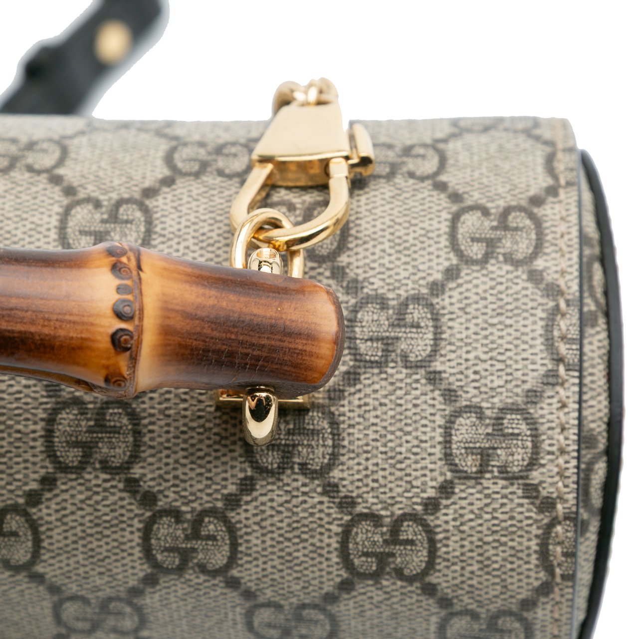 Gucci GG Supreme Bamboo Padlock Satchel Bruin