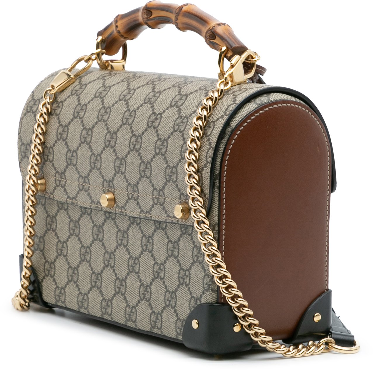 Gucci GG Supreme Bamboo Padlock Satchel Bruin
