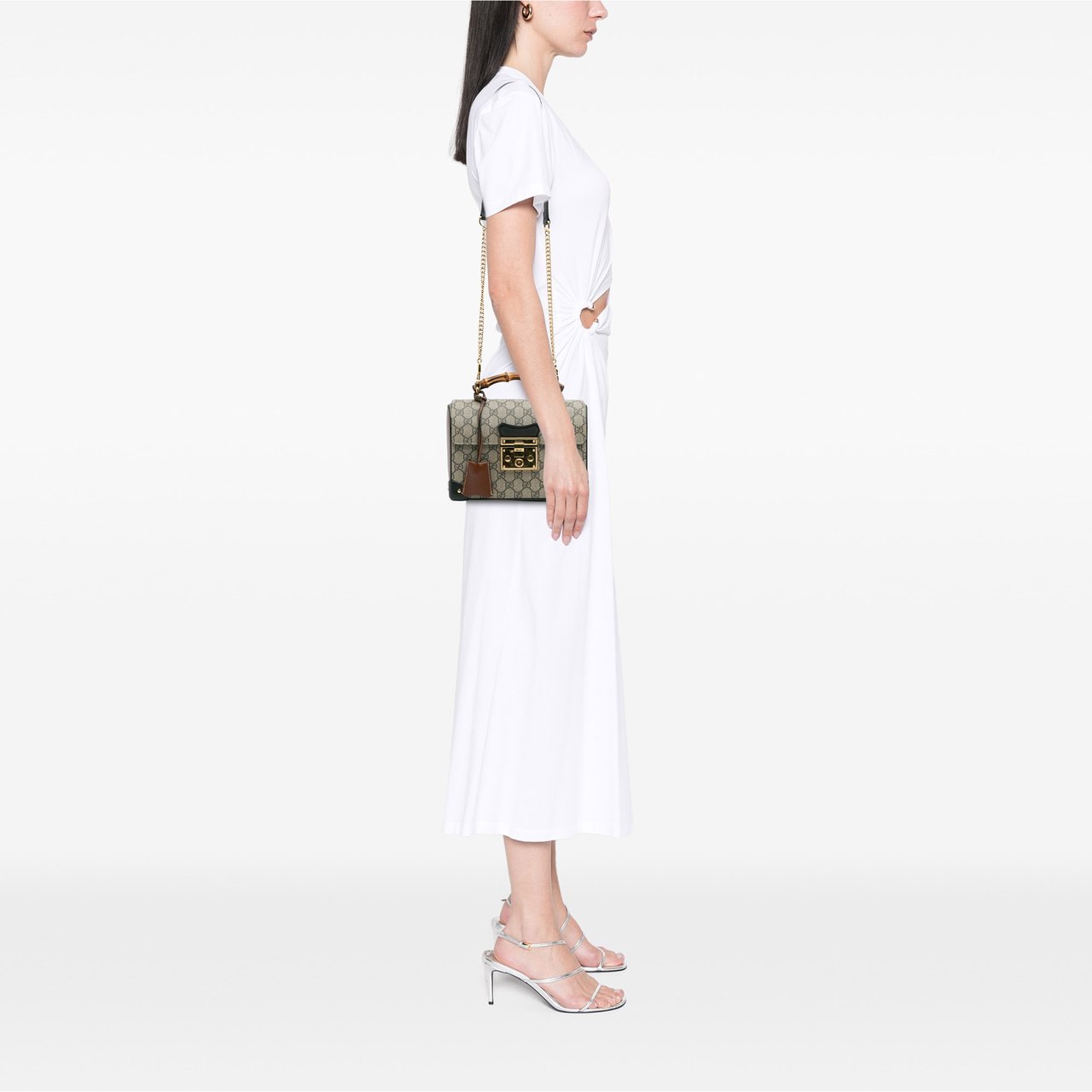 Gucci GG Supreme Bamboo Padlock Satchel Bruin