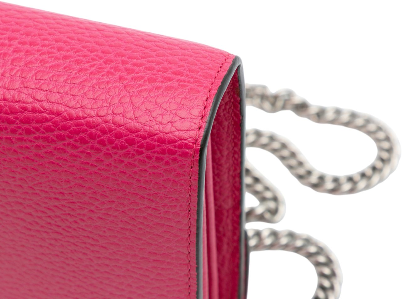 Gucci Mini Leather Dionysus Wallet on Chain Roze
