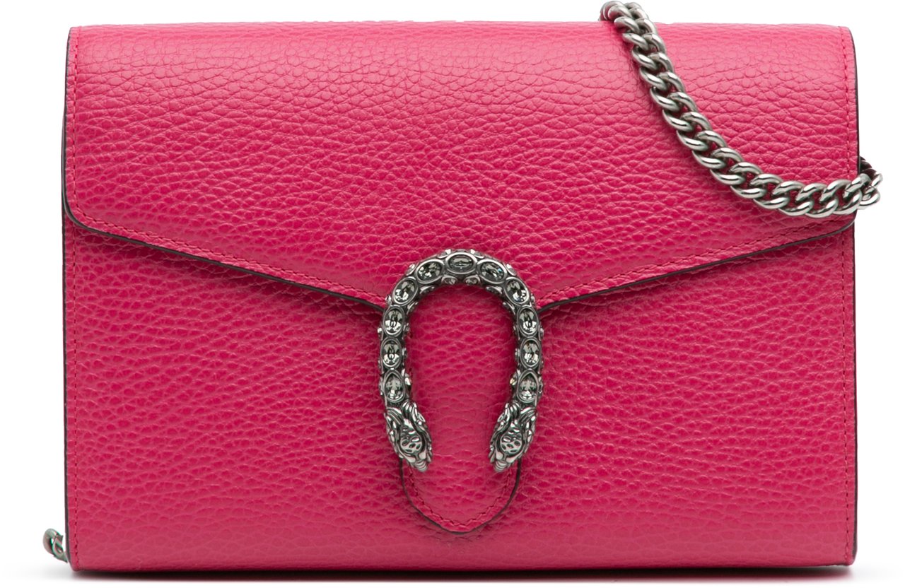 Gucci Mini Leather Dionysus Wallet on Chain Roze