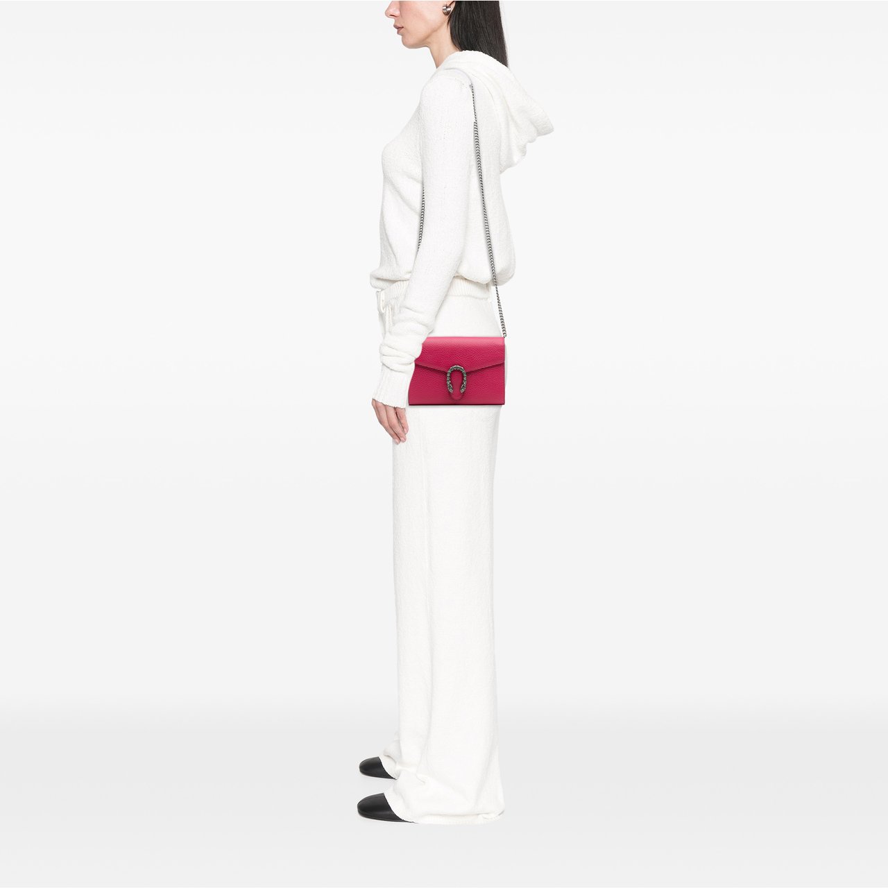 Gucci Mini Leather Dionysus Wallet on Chain Roze