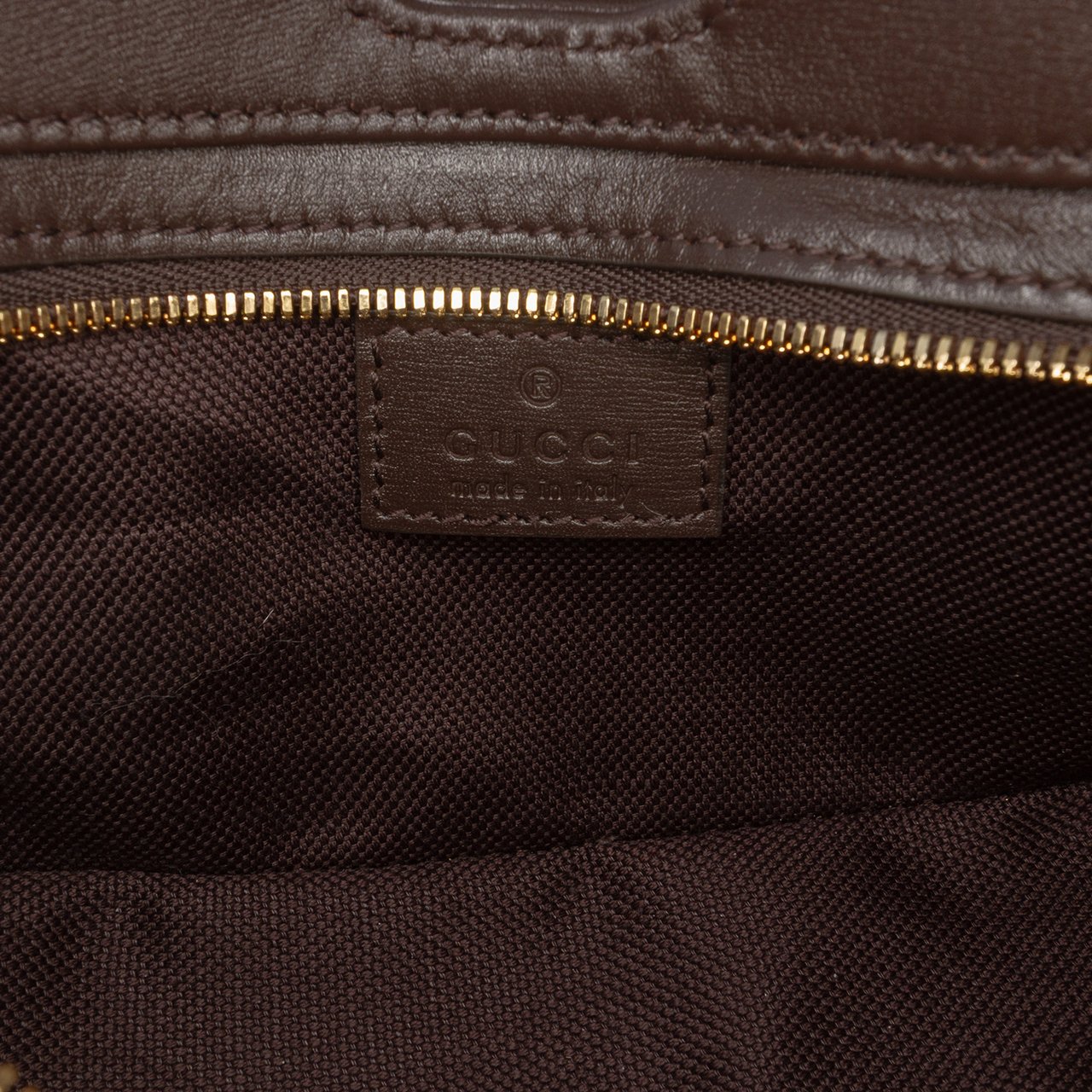 Gucci Mini GG Supreme Moon Side Web Shoulder Bag Bruin