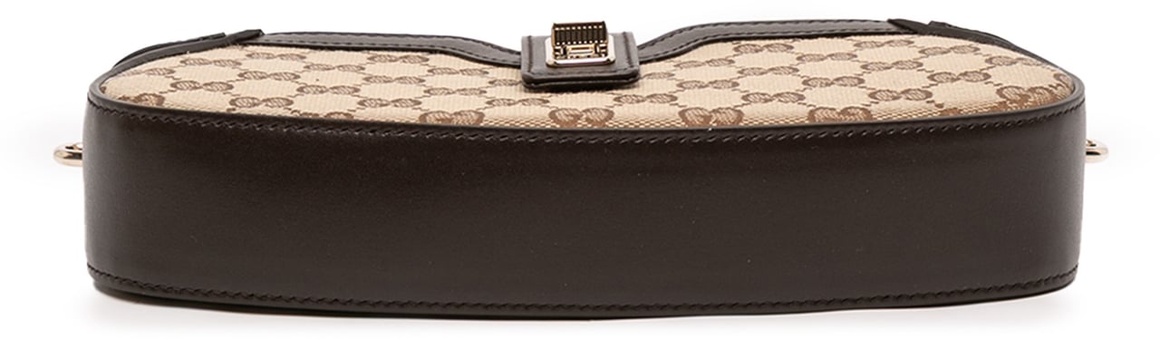 Gucci Mini GG Supreme Moon Side Web Shoulder Bag Bruin