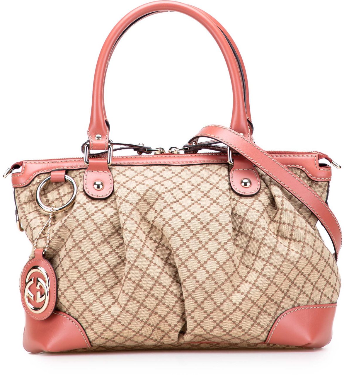 Gucci Diamante Canvas Sukey Satchel Bruin