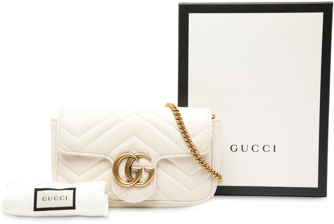 Gucci Mini GG Marmont Matelasse Leather Flap Crossbody Wit