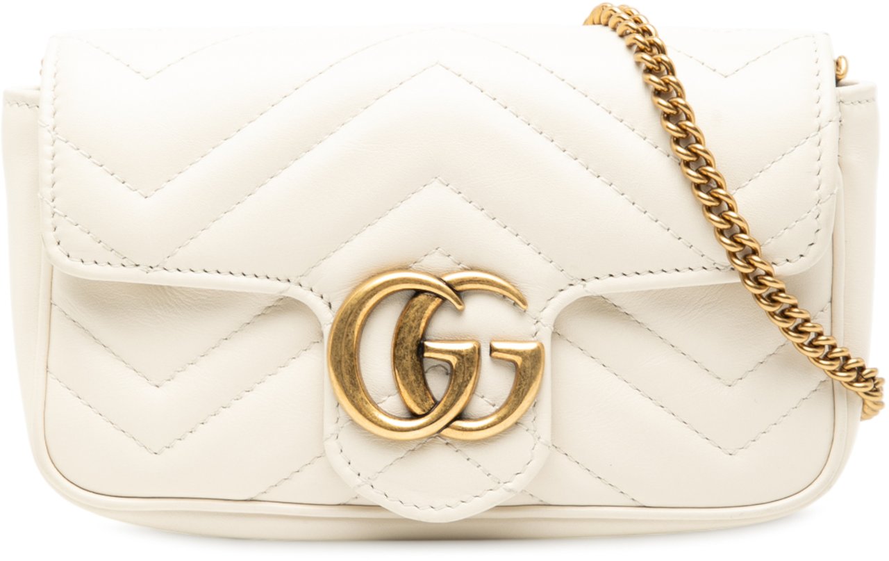 Gucci Mini GG Marmont Matelasse Leather Flap Crossbody Wit