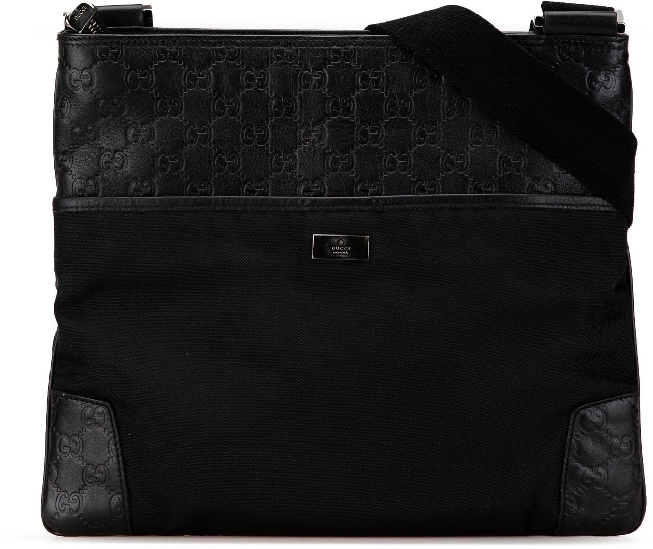 Gucci Guccissima and Nylon Crossbody Zwart