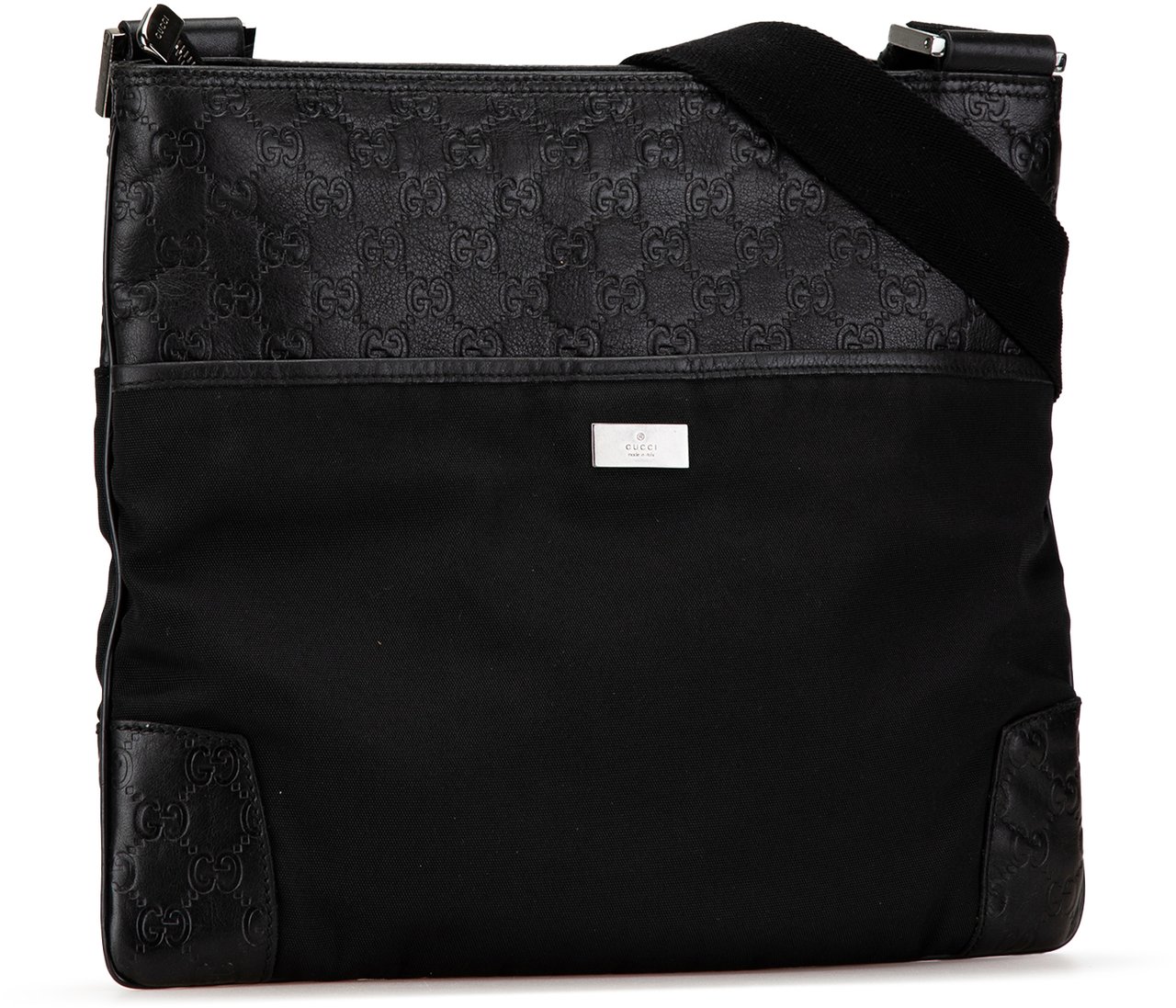 Gucci Guccissima and Nylon Crossbody Zwart
