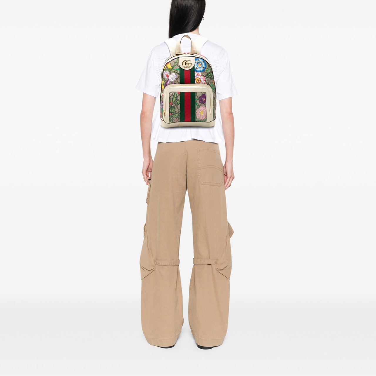 Gucci Small GG Supreme Flora Ophidia Backpack Bruin