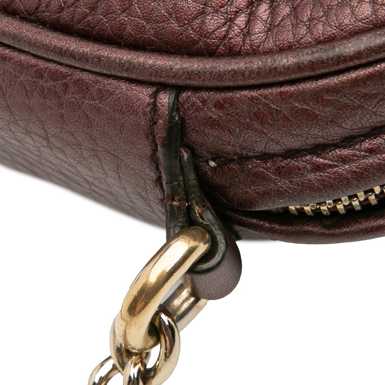 Gucci Mini Metallic Pebbled Calfskin Soho Chain Crossbody Paars