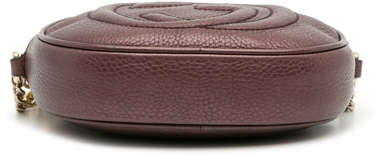 Gucci Mini Metallic Pebbled Calfskin Soho Chain Crossbody Paars