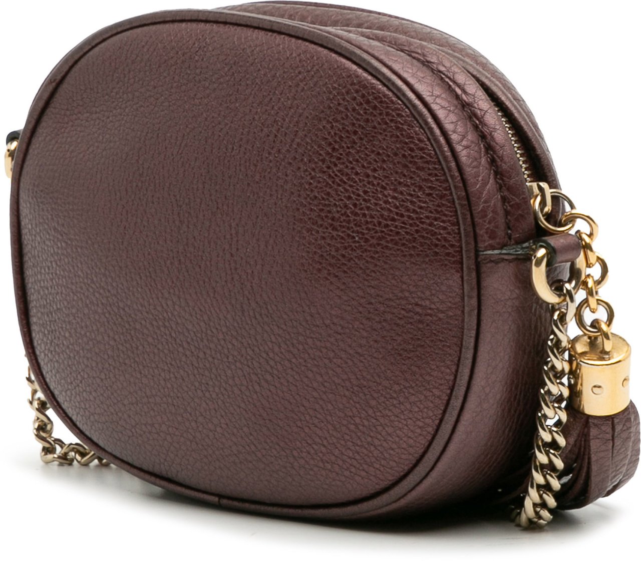Gucci Mini Metallic Pebbled Calfskin Soho Chain Crossbody Paars
