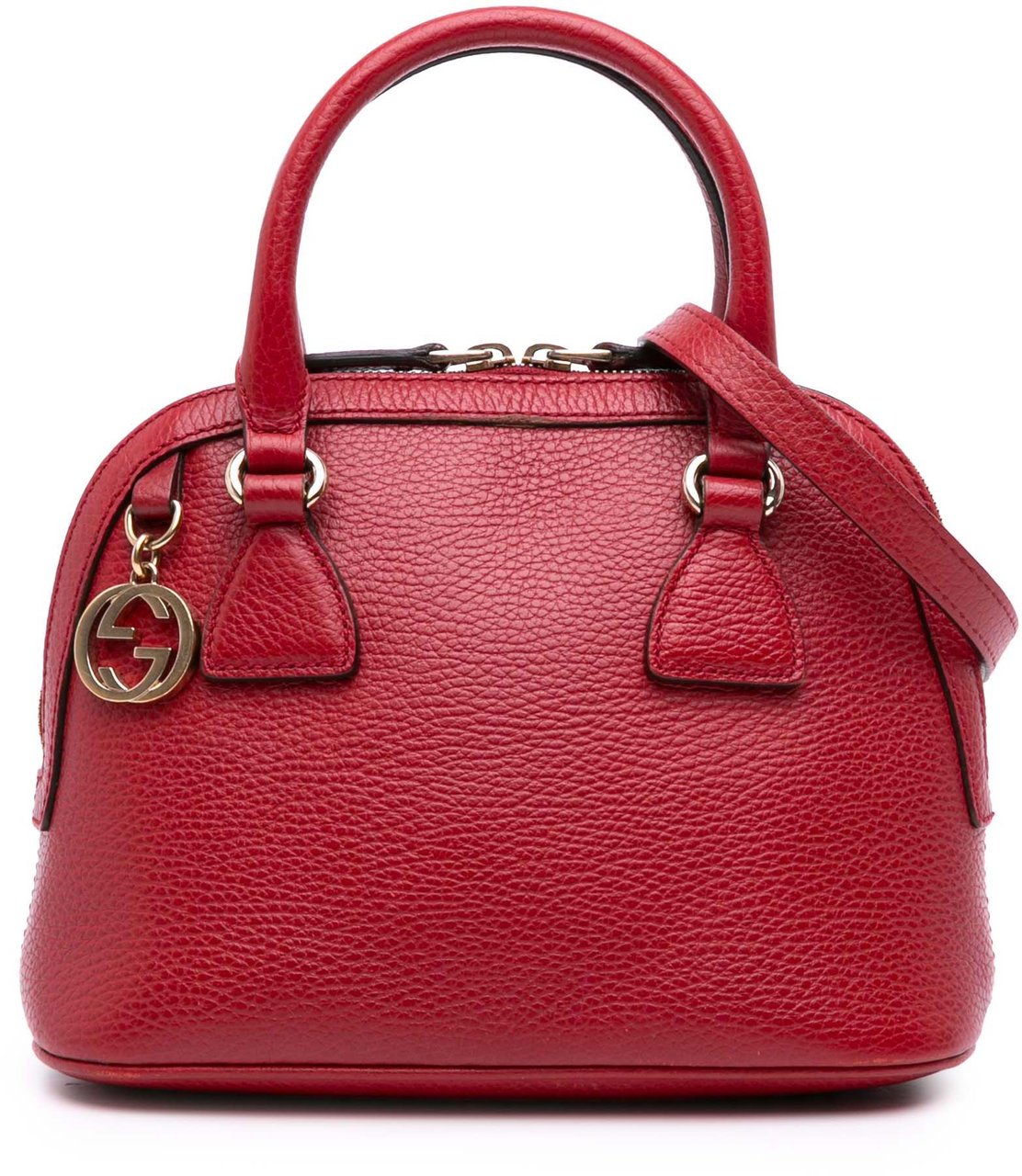 Gucci Mini Leather GG Charm Dome Satchel Rood