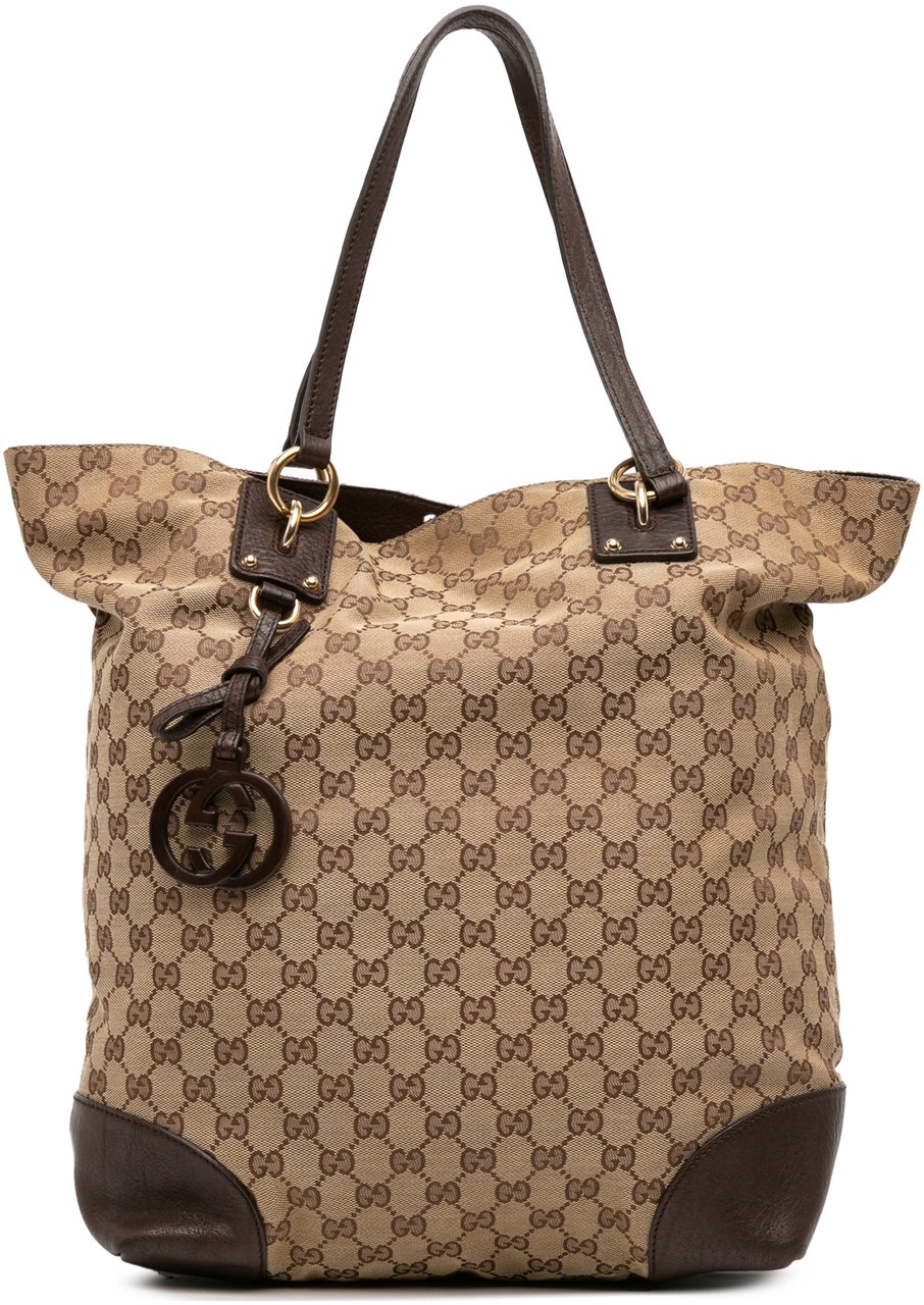 Gucci Large GG Canvas GG Charm Tote Bruin