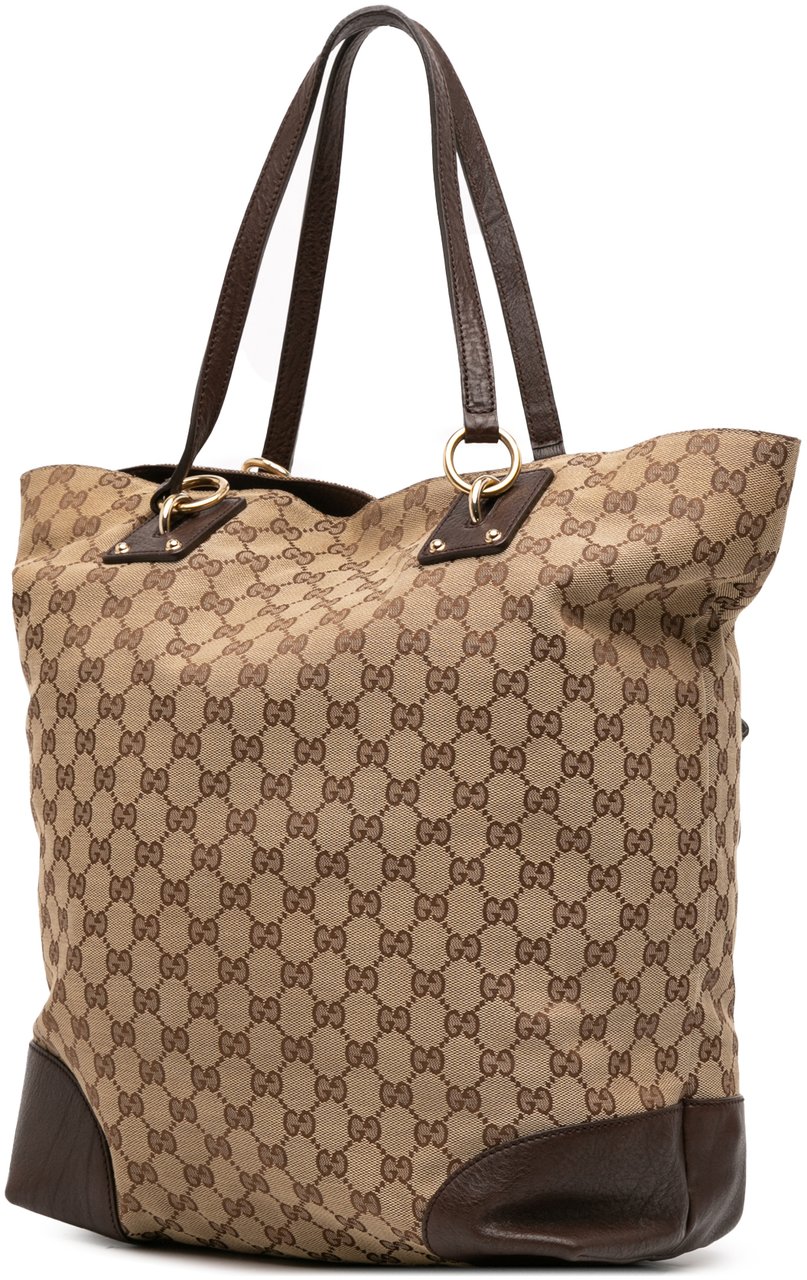 Gucci Large GG Canvas GG Charm Tote Bruin