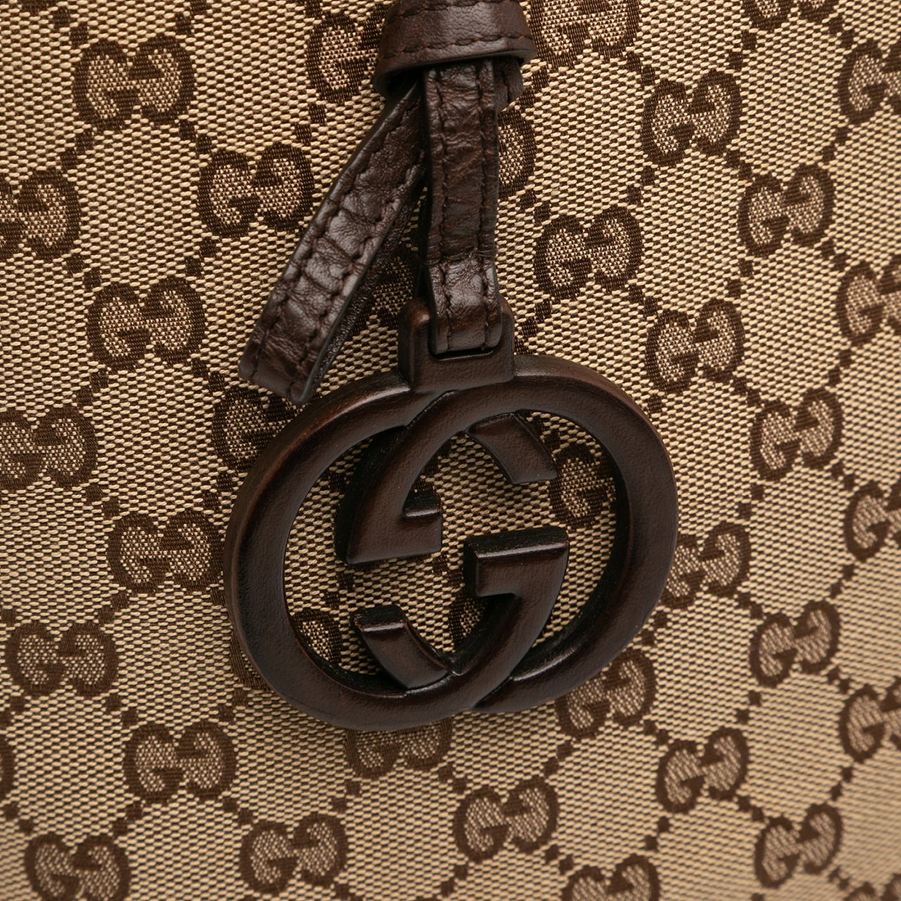Gucci Large GG Canvas GG Charm Tote Bruin