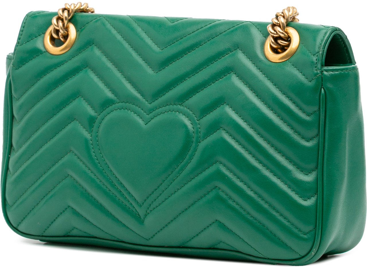 Gucci Medium GG Marmont Matelasse Leather Shoulder Bag Groen
