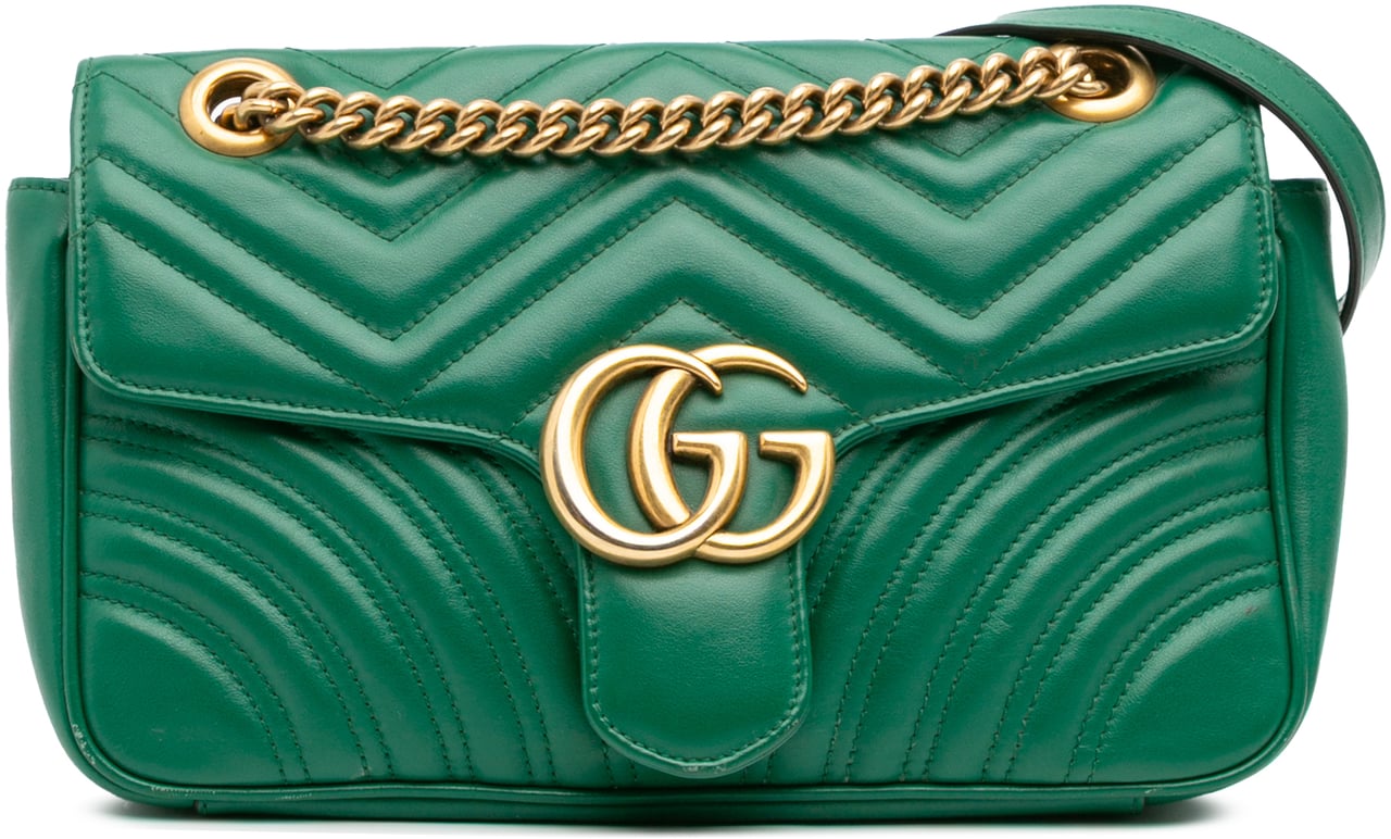 Gucci Medium GG Marmont Matelasse Leather Shoulder Bag Groen