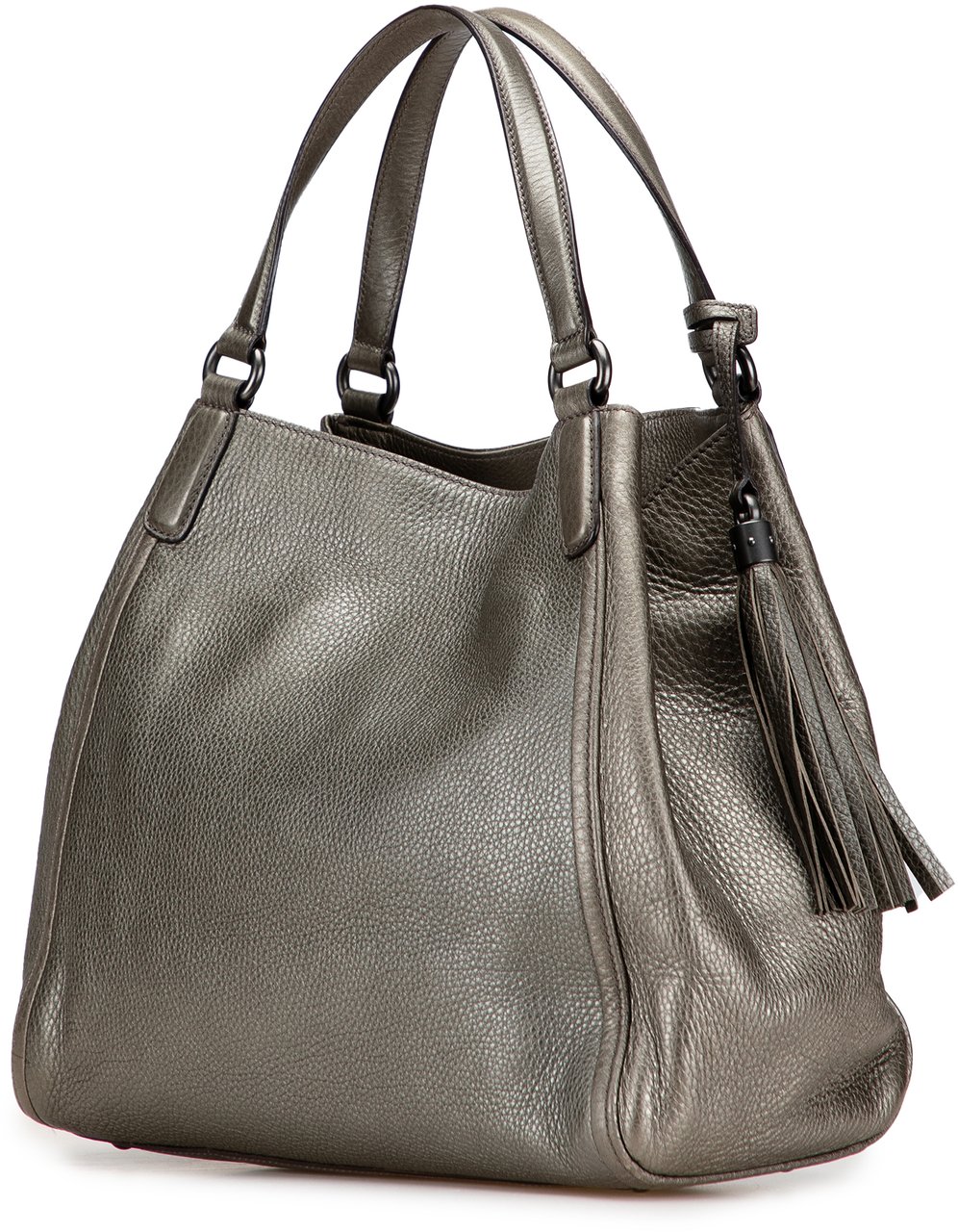 Gucci Medium Metallic Leather Soho Cellarius Tote Grijs