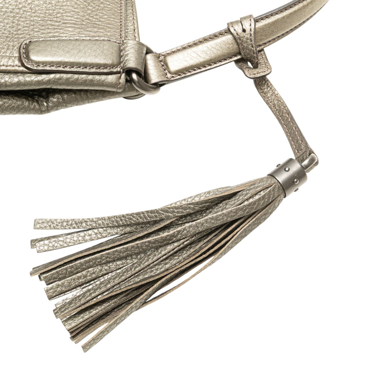 Gucci Medium Metallic Leather Soho Cellarius Tote Grijs