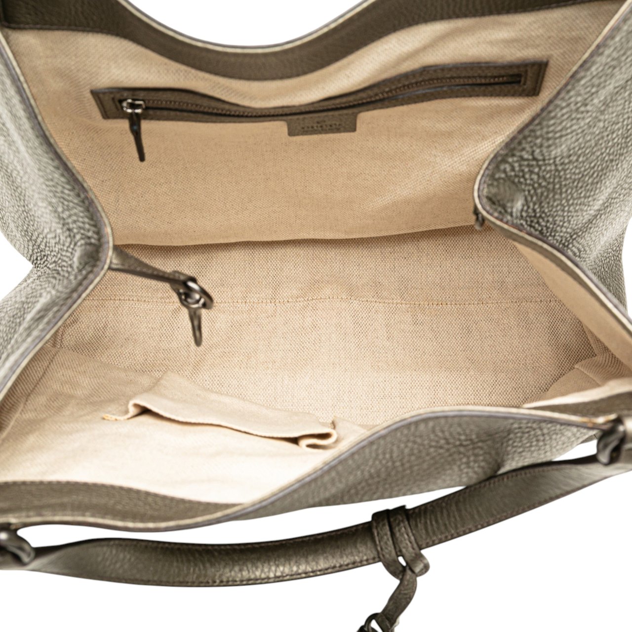Gucci Medium Metallic Leather Soho Cellarius Tote Grijs