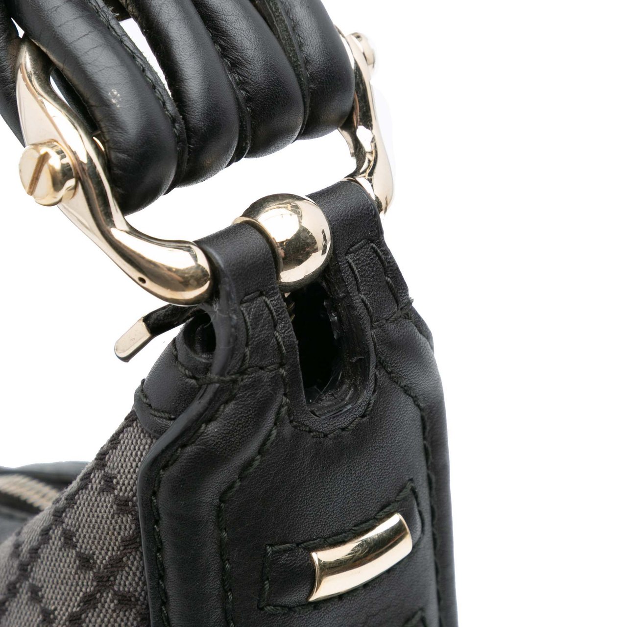 Gucci Medium Diamante Canvas Techno Horsebit Hobo Grijs