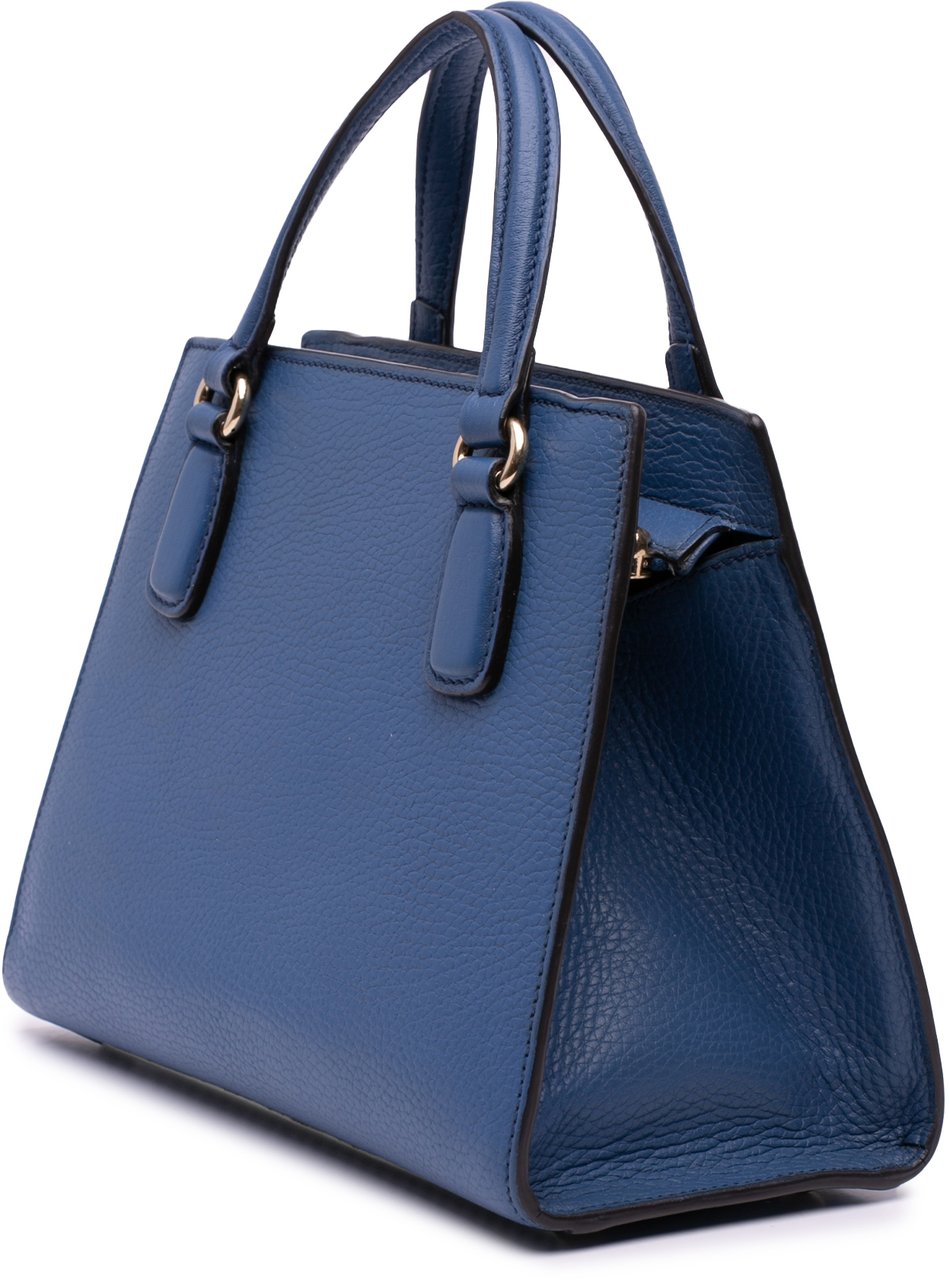 Gucci Medium Dollar Calf Soho Top Handle Convertible Tote Blauw