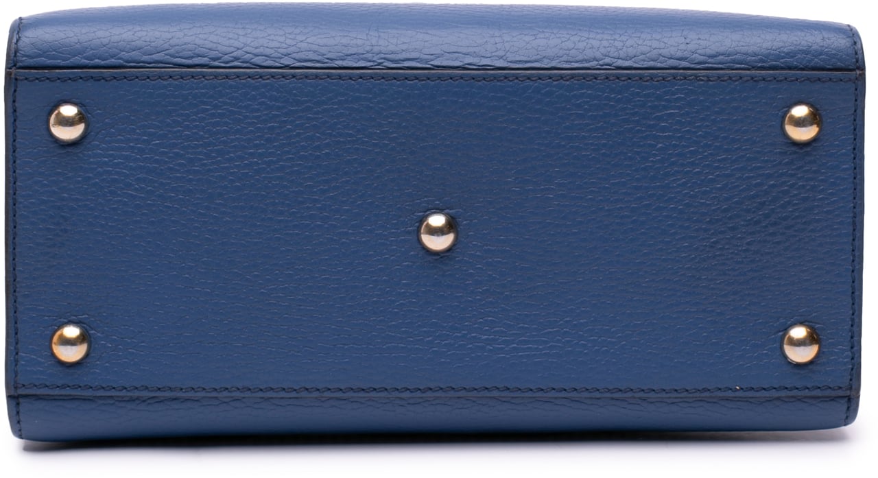 Gucci Medium Dollar Calf Soho Top Handle Convertible Tote Blauw