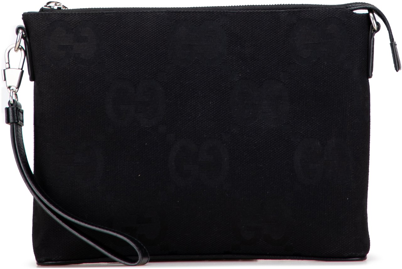 Gucci Jumbo GG Canvas Clutch on Strap Zwart