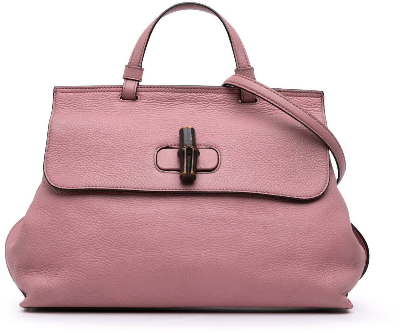 Gucci Medium Leather Bamboo Daily Satchel Roze