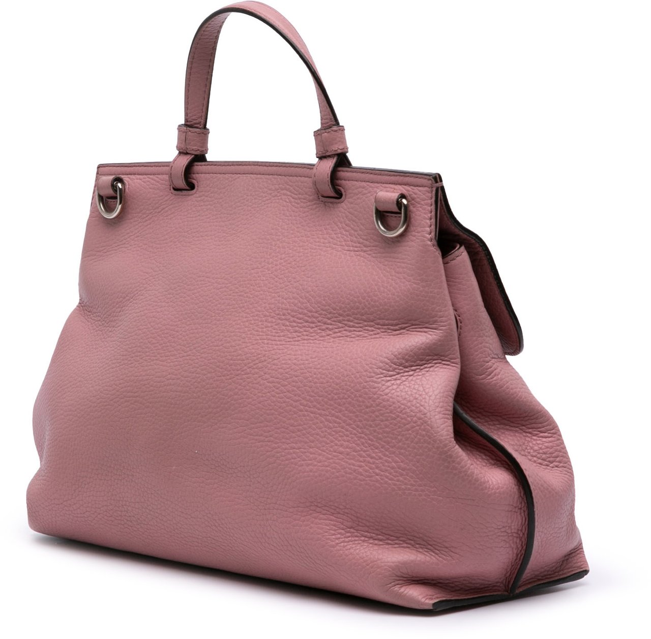 Gucci Medium Leather Bamboo Daily Satchel Roze
