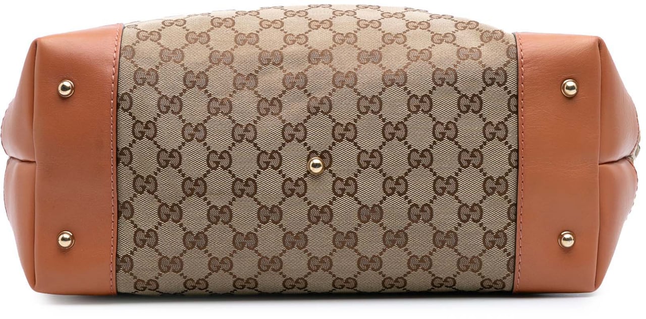 Gucci GG Canvas Heart Bit Tote Bruin