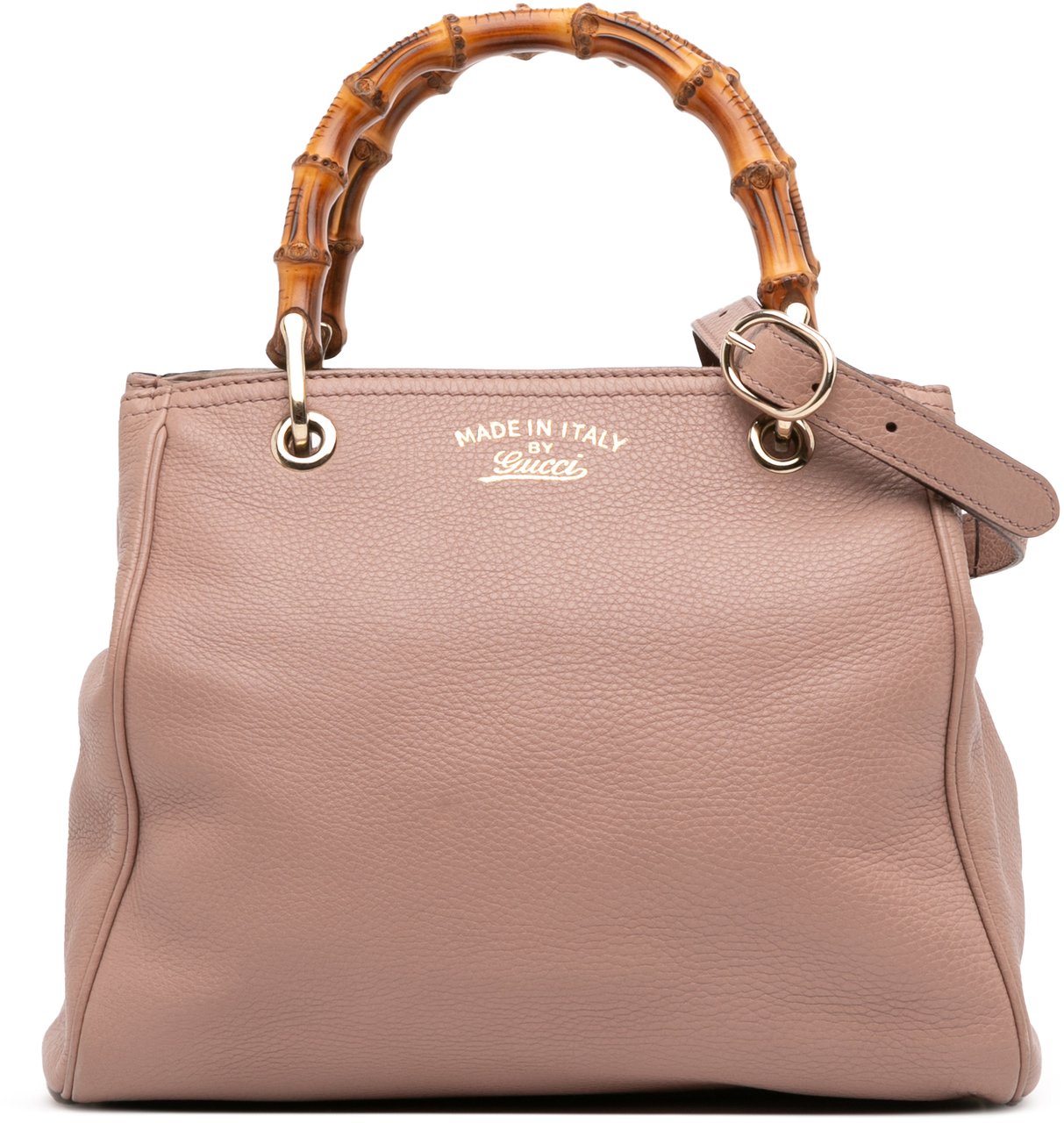 Gucci Small Calfskin Bamboo Shopper Satchel Bruin