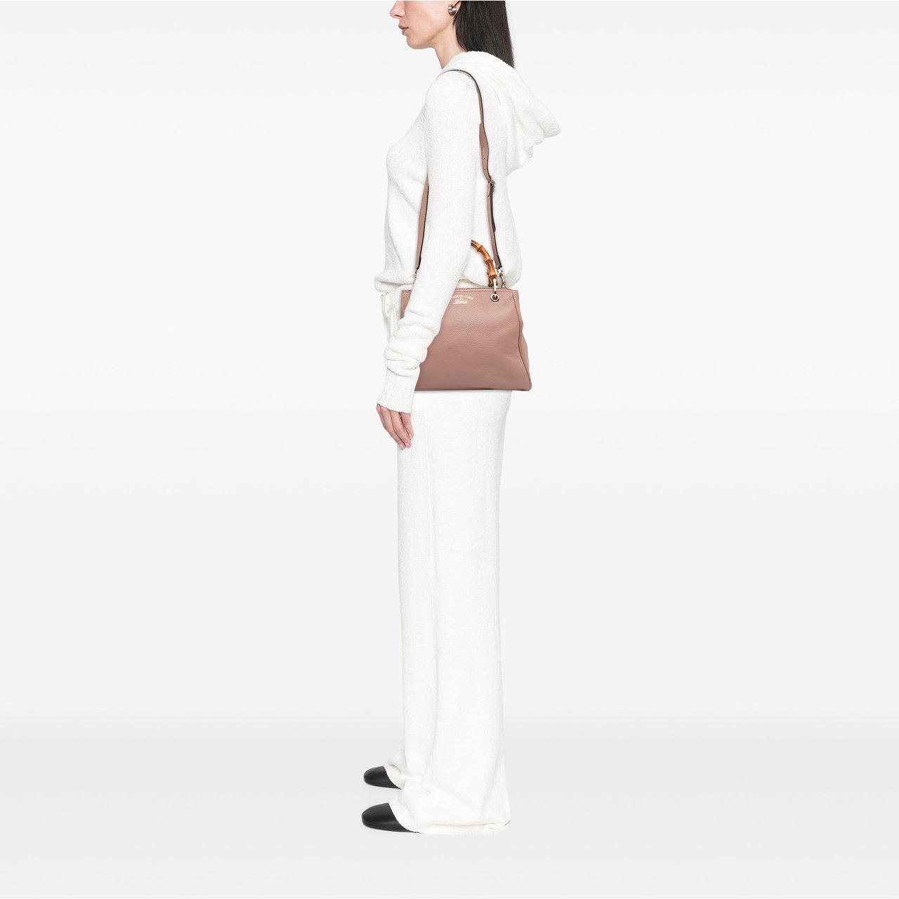 Gucci Small Calfskin Bamboo Shopper Satchel Bruin