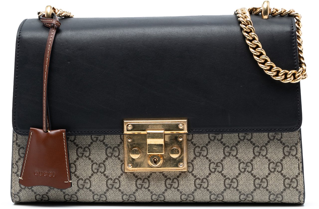Gucci Medium GG Supreme Padlock Shoulder Bag Bruin