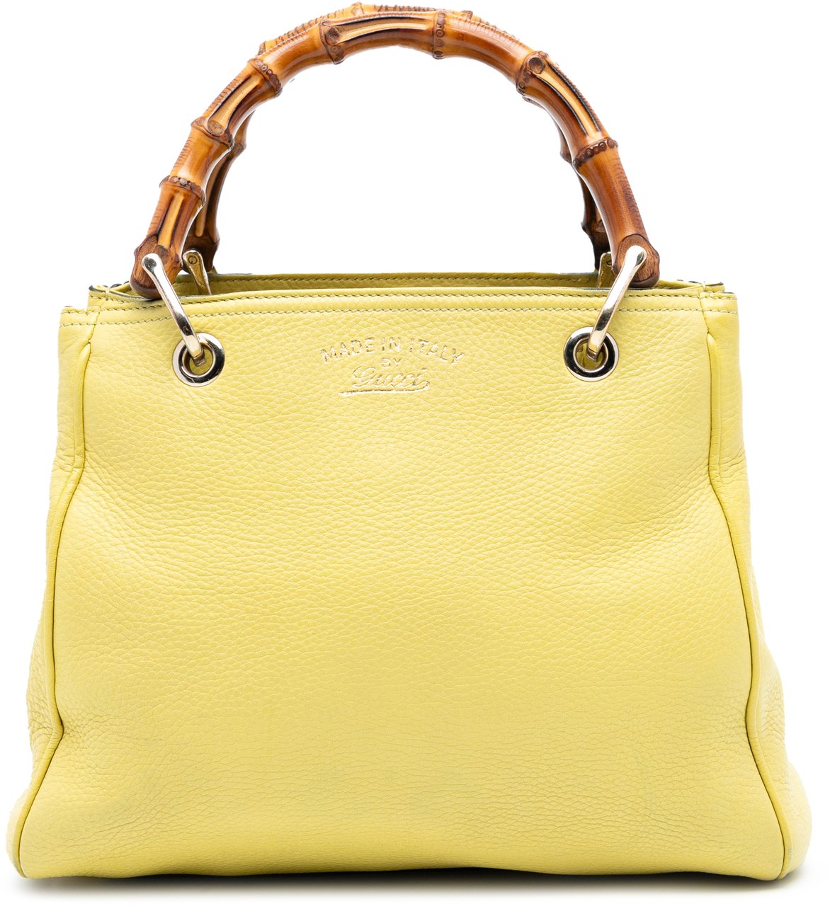 Gucci Small Calfskin Bamboo Shopper Satchel Geel