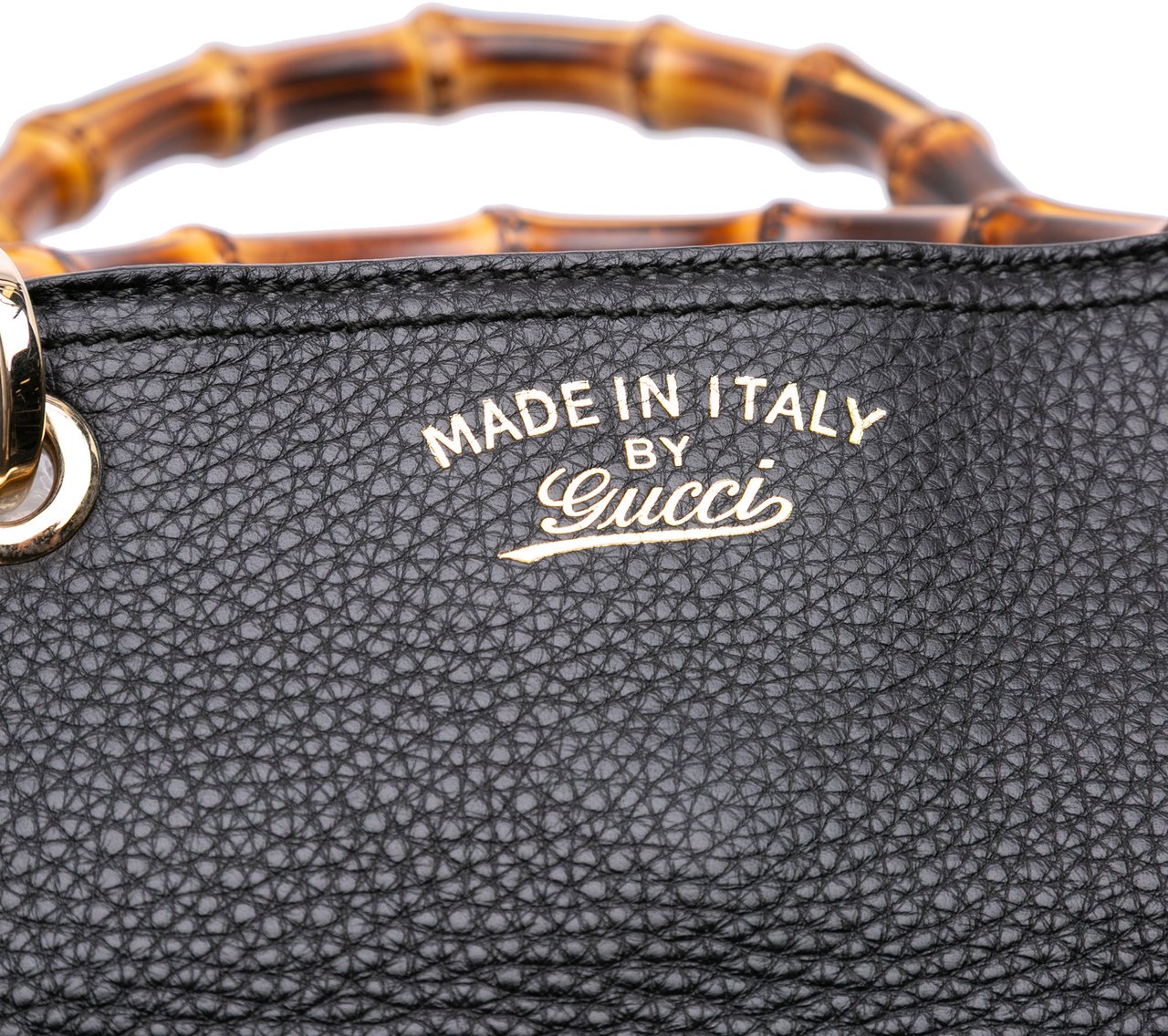 Gucci Medium Calfskin Bamboo Shopper Satchel Zwart
