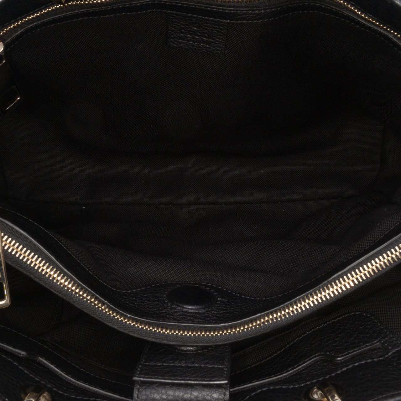 Gucci Medium Calfskin Bamboo Shopper Satchel Zwart