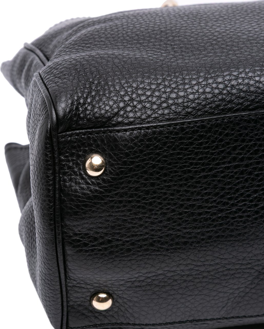 Gucci Medium Calfskin Bamboo Shopper Satchel Zwart