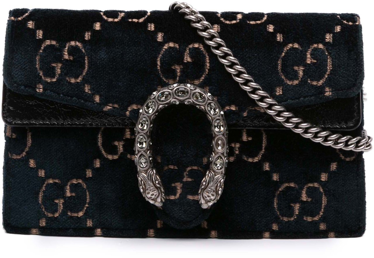 Gucci Mini GG Velvet Dionysus Crossbody Blauw
