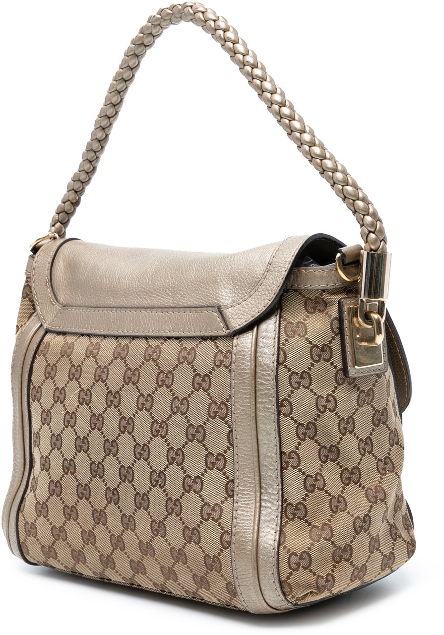 Gucci GG Canvas Bella Flap Satchel Bruin