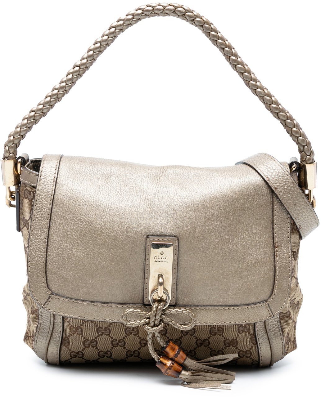 Gucci GG Canvas Bella Flap Satchel Bruin