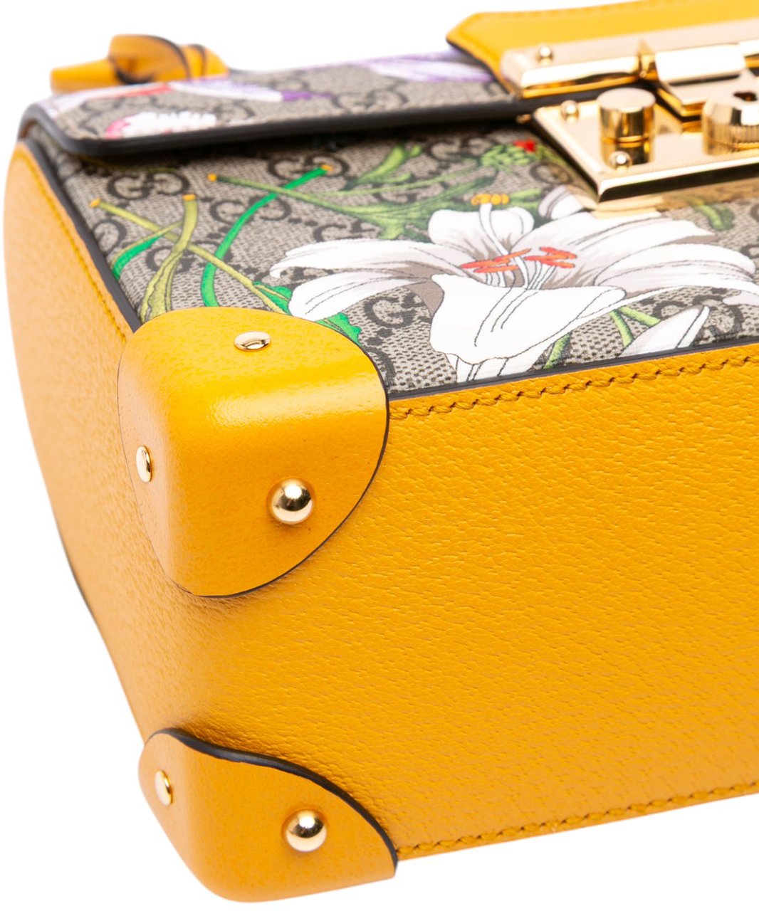 Gucci Small GG Supreme Flora Bamboo Padlock Satchel Bruin