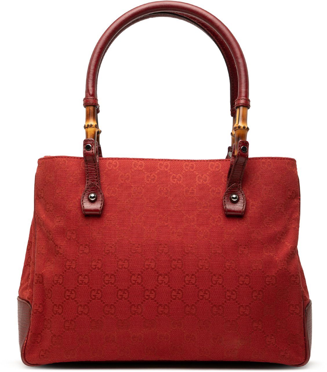 Gucci GG Canvas Bamboo Tote Rood